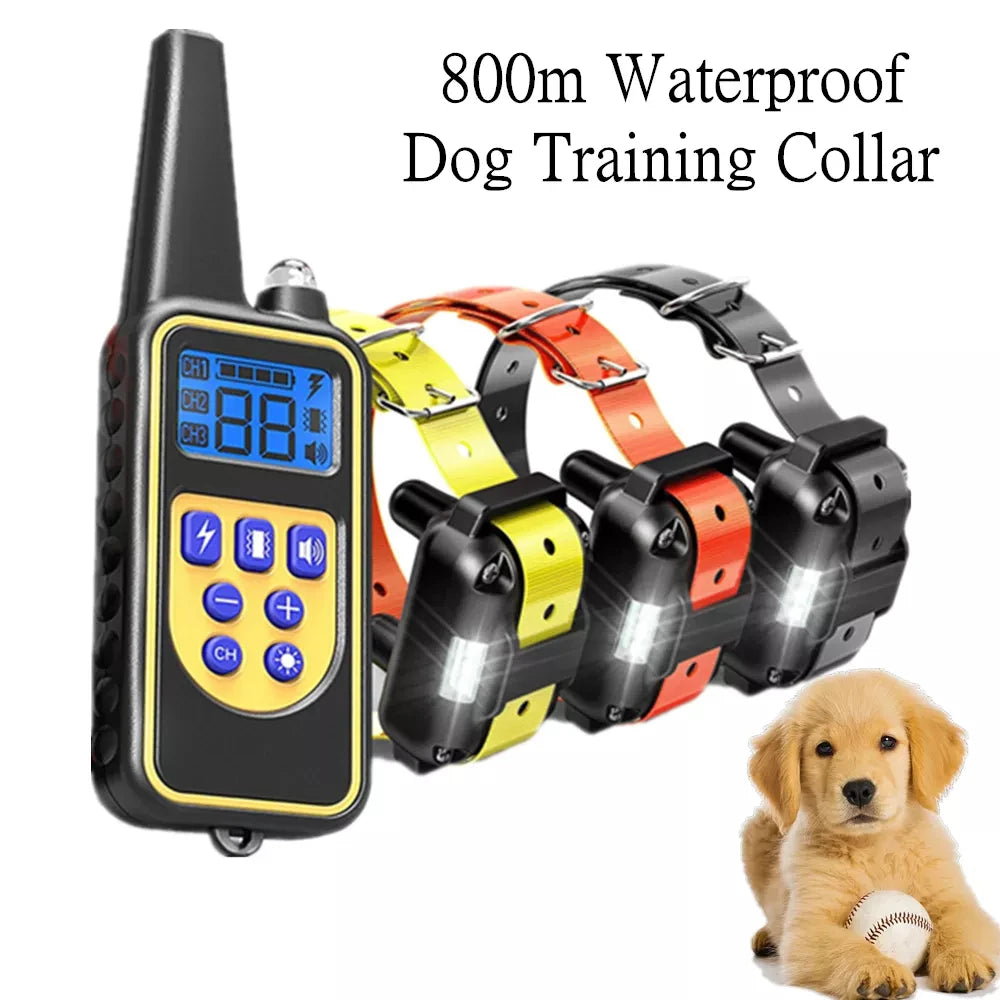 Electric Dog Training Collar Waterproof Bark Control Device with Remote Rechargeable for All Dog Sizes