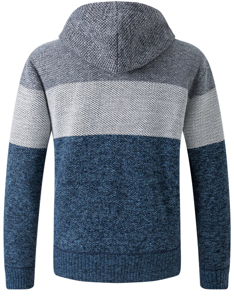 ENWEIGECN Velvet Padded Hooded Cardigan Sweater For Men