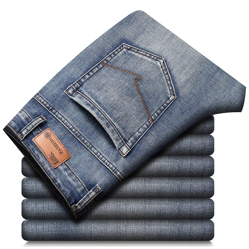 KUBROCN Men Vintage Straight Leg Embroidered Jeans Casual