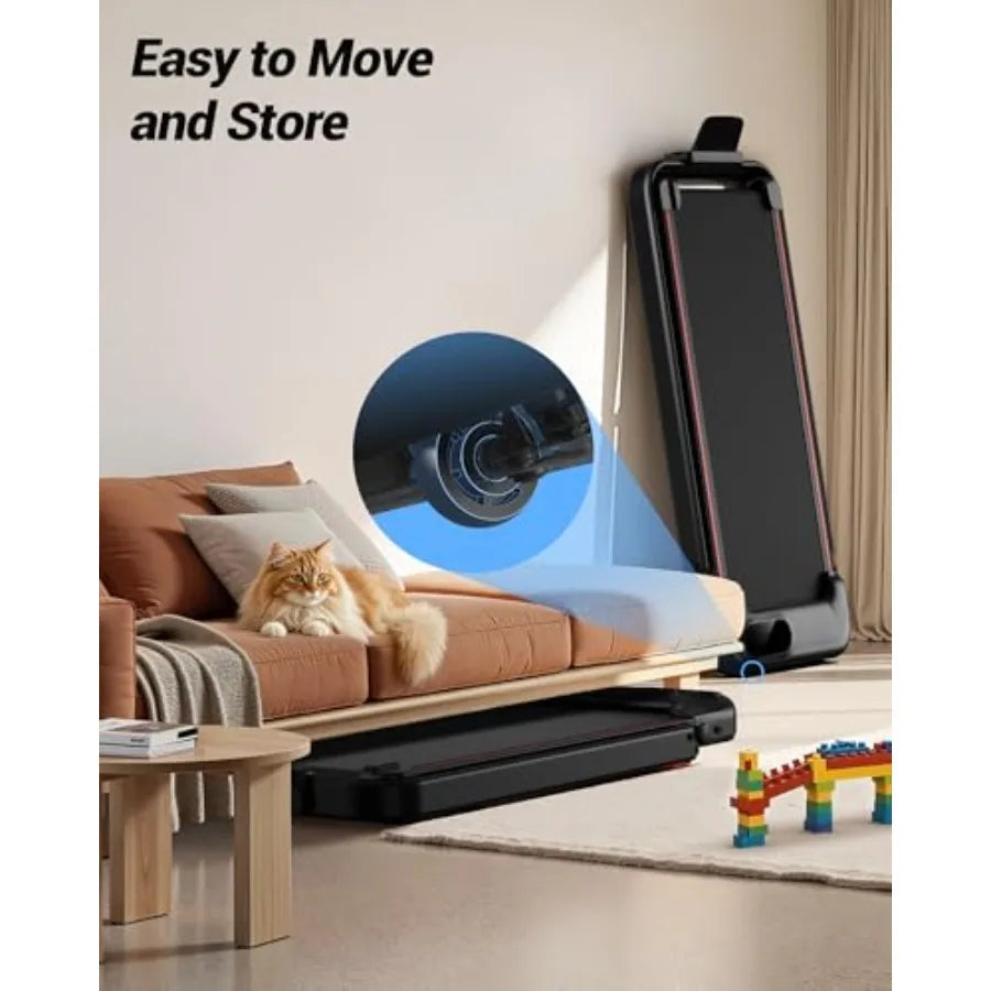 Compact and Quiet Walking Pad Treadmill with Handle Bar for Home Office Use Portable UnderDesk Exercise Machine with 8 Incline