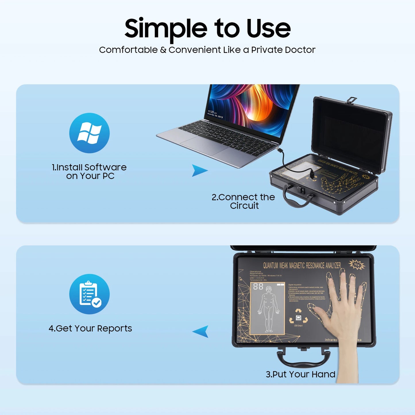 Quantum Analyzer, Wide Compatibility Comprehensive Health Insight Non-Invasive Safety for Home Use Clinic Medical Checkup Center