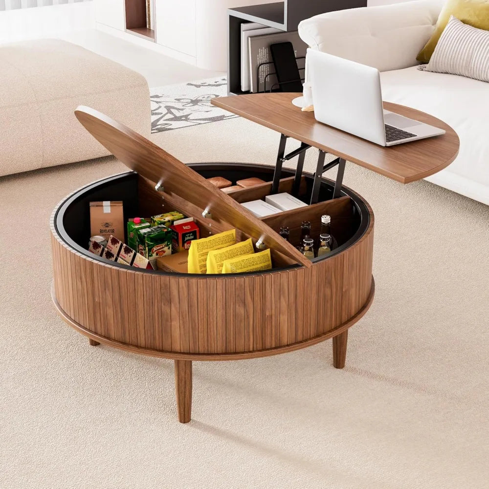 HUANZHUANG Lift Top Coffee Table with Storage Mid Century