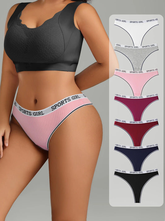 7 Pieces Women Thongs Low Waist Sexy Underwear Cotton G String Breathable Ladies Panty Female Lingerie