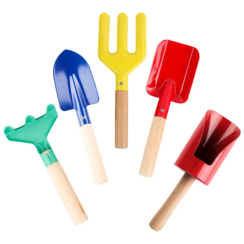Gardening Tool Set 6 Piece Shovel Rake Hoe Outdoor Planting Sand Beach Snow Play Multifunctional Children Garden Toy Kit