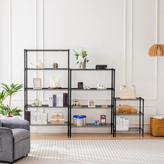 JHK Adjustable Three Five Tier Metal Wire Storage Bookshelf