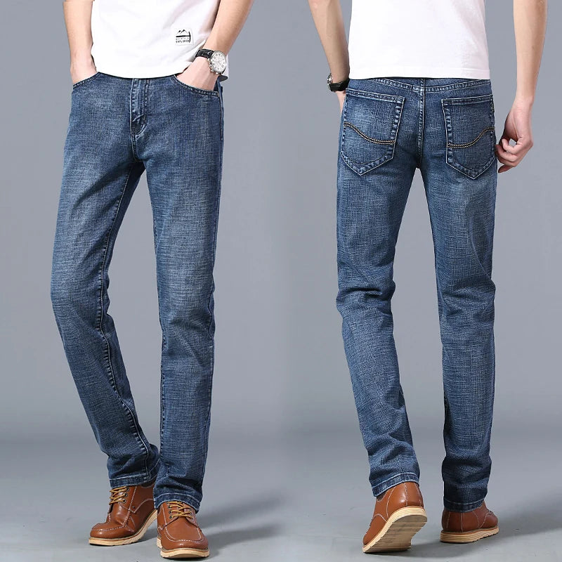 KUBROCN Men Vintage Straight Leg Embroidered Jeans Casual