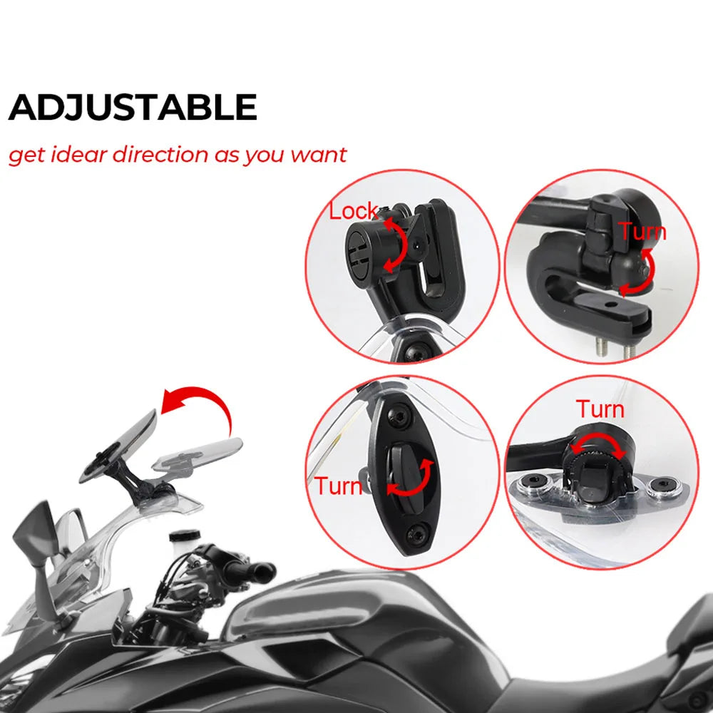 Motorcycle Universal Windshield Extension Adjustable Spoiler Clamp On Windscreen Deflector For BMW Kawasaki Yamaha Honda Suzuki