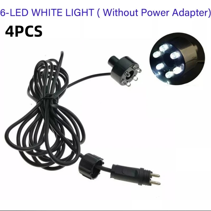Underwater 6 LED Light Ring For Fountain Pond Garden 1 2 4 Pieces Without AC Adapter