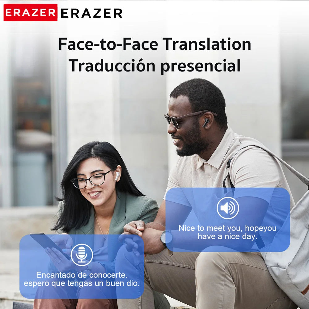 AI Earphones Translator Erazer XT92PRO Bluetooth Earphones Real-Time Translation Earbuds DIY App ASMR Wireless Headphones
