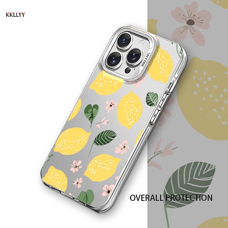 Liquid Silicone Phone Case for iPhone 16E 15 14 13 Pro Max 18 XR Printed Cover Shockproof Lemon Holiday Gifts