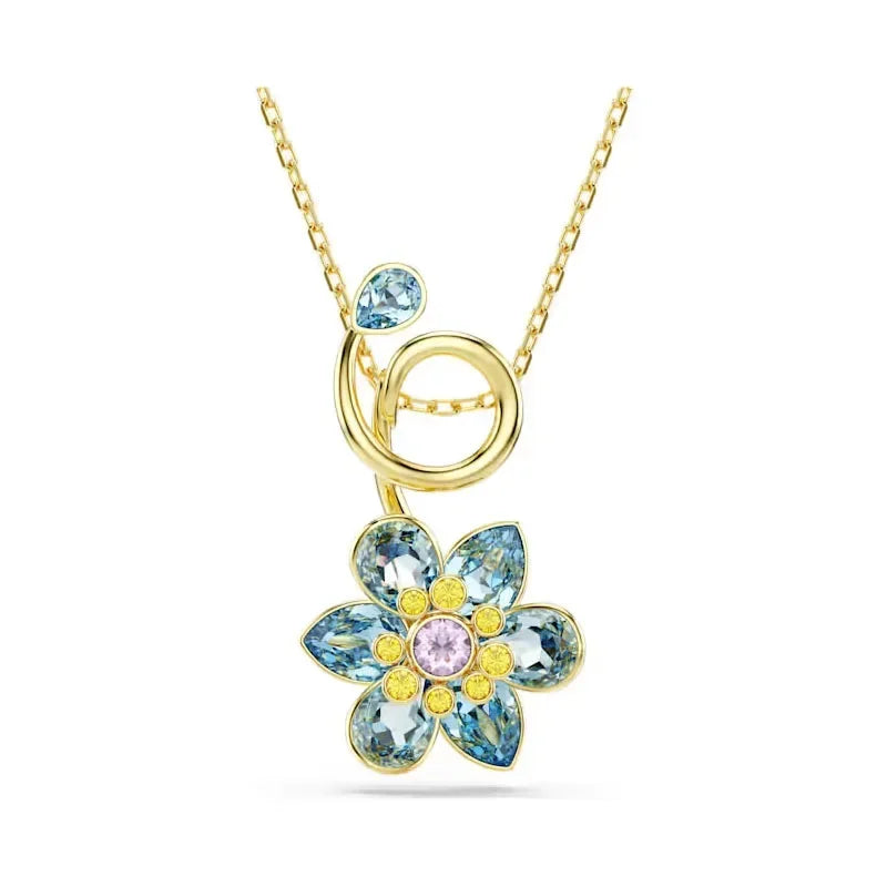 Original 2025 New Trend Fine Party Jewelry Set Charming Blue Green Flower Crystal Pendant Fashion Women's Necklace Earrings Ring