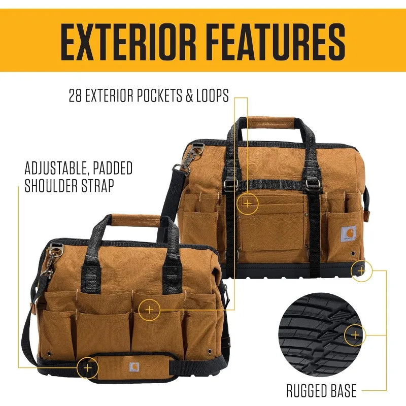 Onsite Tool Bag Durable Water Resistant Tool Storage Bag Heavyweight Molded Base 18 Inch Brown