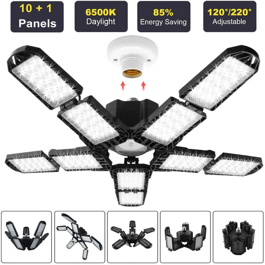 Deformable Ceiling LED Garage Lights 6500K Shop Light for Industrial Workspace