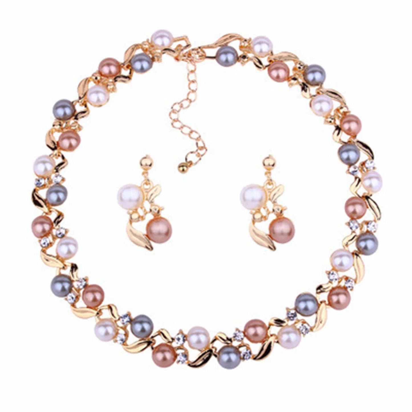 Imitation Pearl Necklace Jewelry set Dinner Banquet Jewelry Dress Necklace Earrings for Party Dating Shopping Wearing MIAO