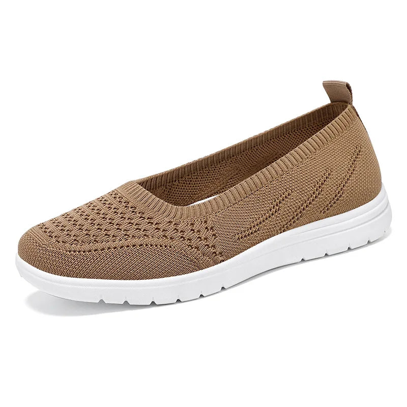 Women's Slip On Solid Color Mesh Casual Shoes Summer Fashion Breathable Non Slip Platform Sandals Flats Loafers
