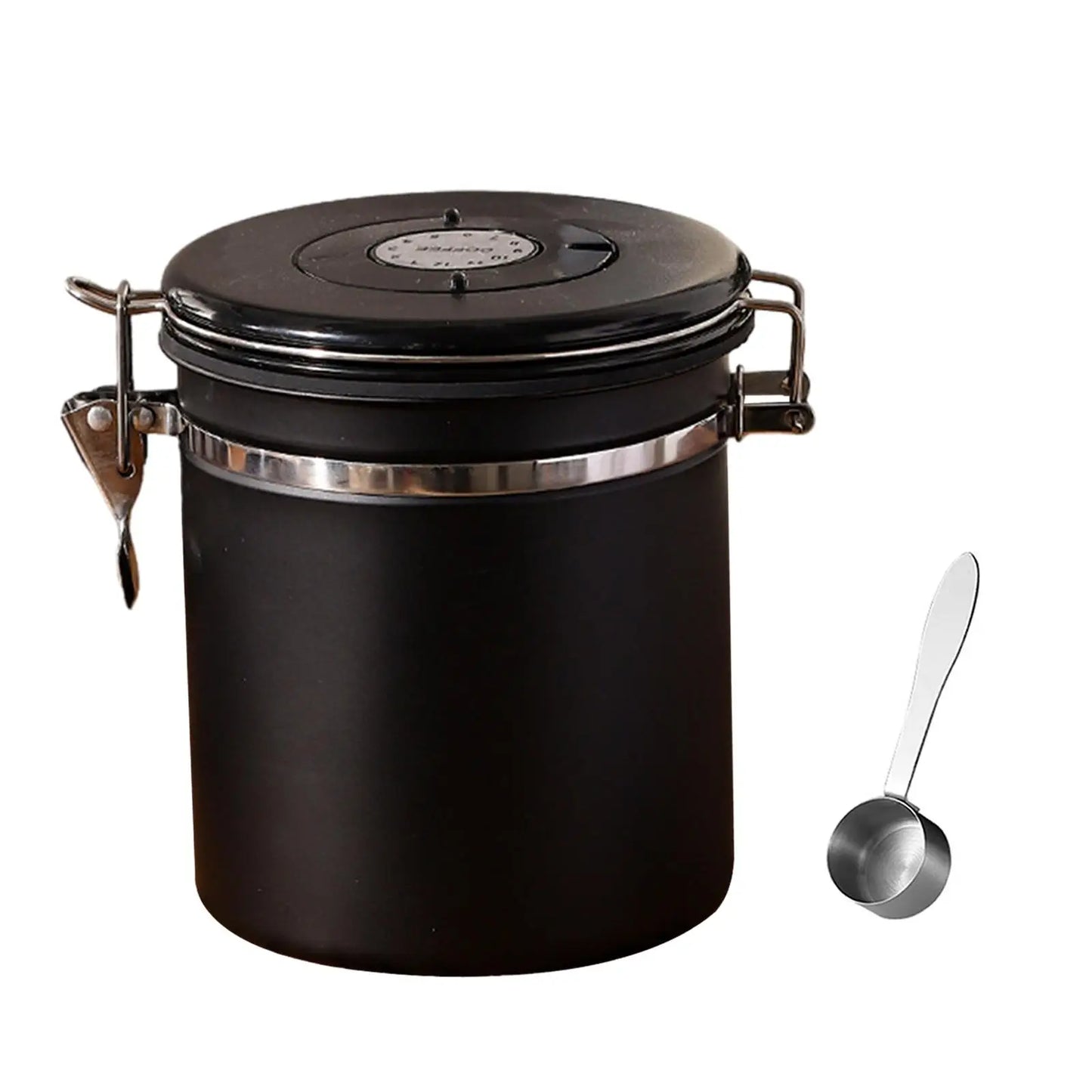 Coffee Bean Container and Spoon Airtight Stainless Steel Storage Jar