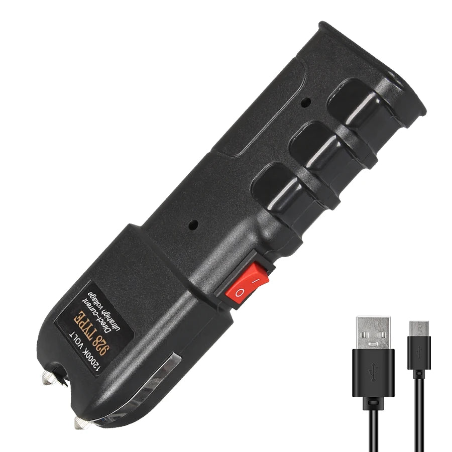 928 Tactical Flashlight - High-Impact ABS, USB Rechargeable with Window Breaker, Fixed Focus Self-Defense Torch
