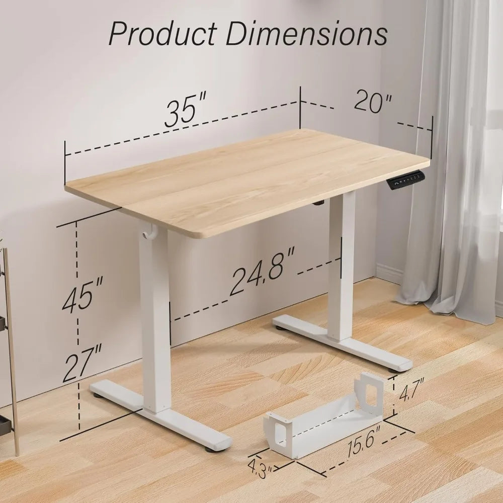 Height Adjustable Small Electric Standing Desk 35 x 20 Inch Ergonomic Sit Stand Desk for Home and Office