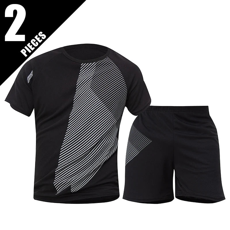2/6 Pack Plus Size Men's Quick Drying Short Sleeve Shorts Suit Leisure Sports Running Fitness T Shirt Joker Shorts Teen