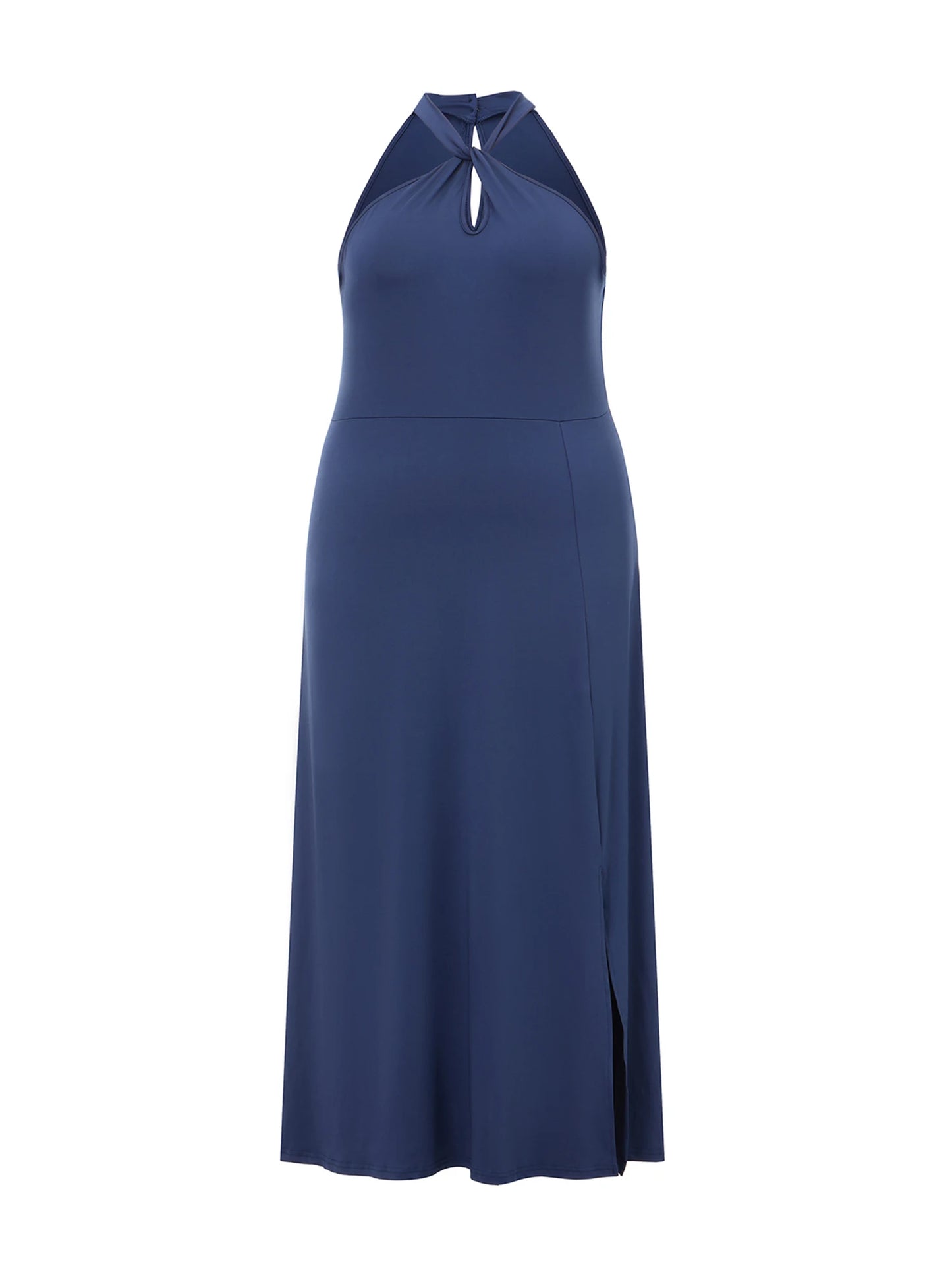 Elegant Plus Size Halter Dress Sleeveless A-Line Cut for Daily Wear Parties Clubs Travel