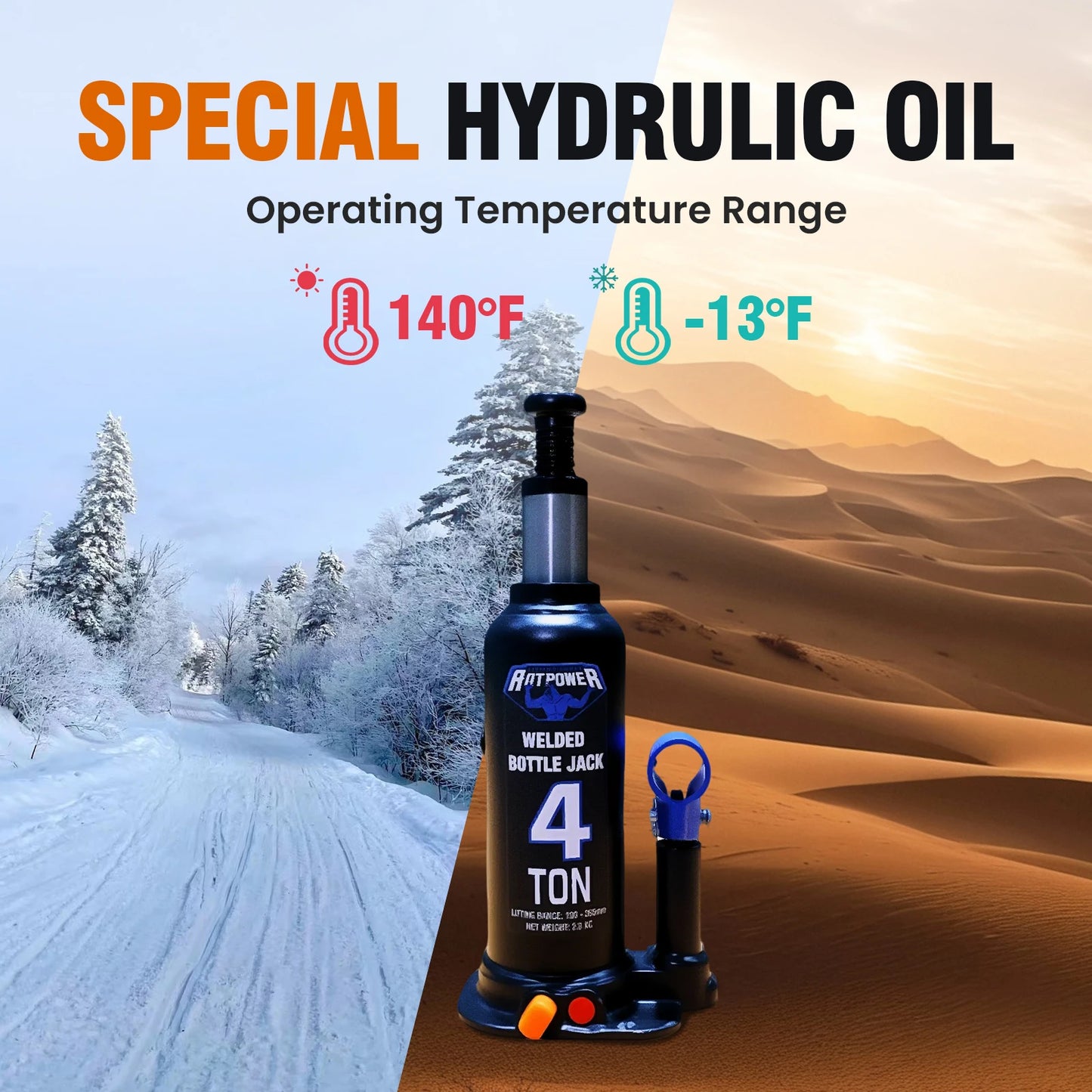 AntPower Bottle Jack Hydraulic Jack 4T Portable Hydraulic Bottle Jack Automotive Life for Car Truck Tractors Vehicle Repair Tool