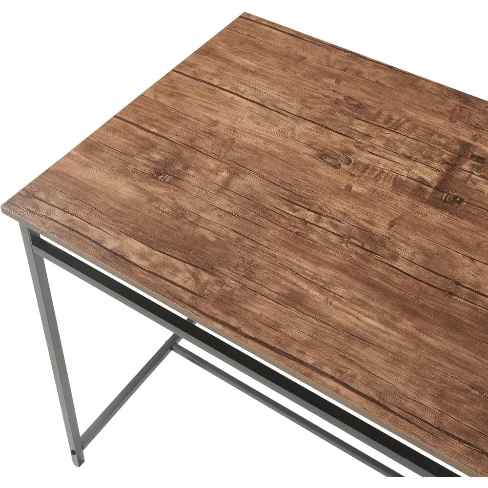 3 Piece Dining Room Table Set 43 Inch Kitchen Table with Two Benches Breakfast Table Top Metal Frame
