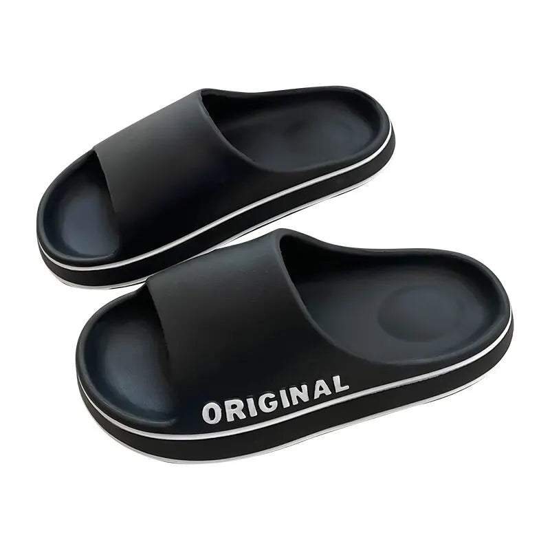 Feslishoet Women Letter Slippers Beach Slides Solid Color Thick Sole Indoor Bathroom Anti Slip Shoes Summer Couple Sandals