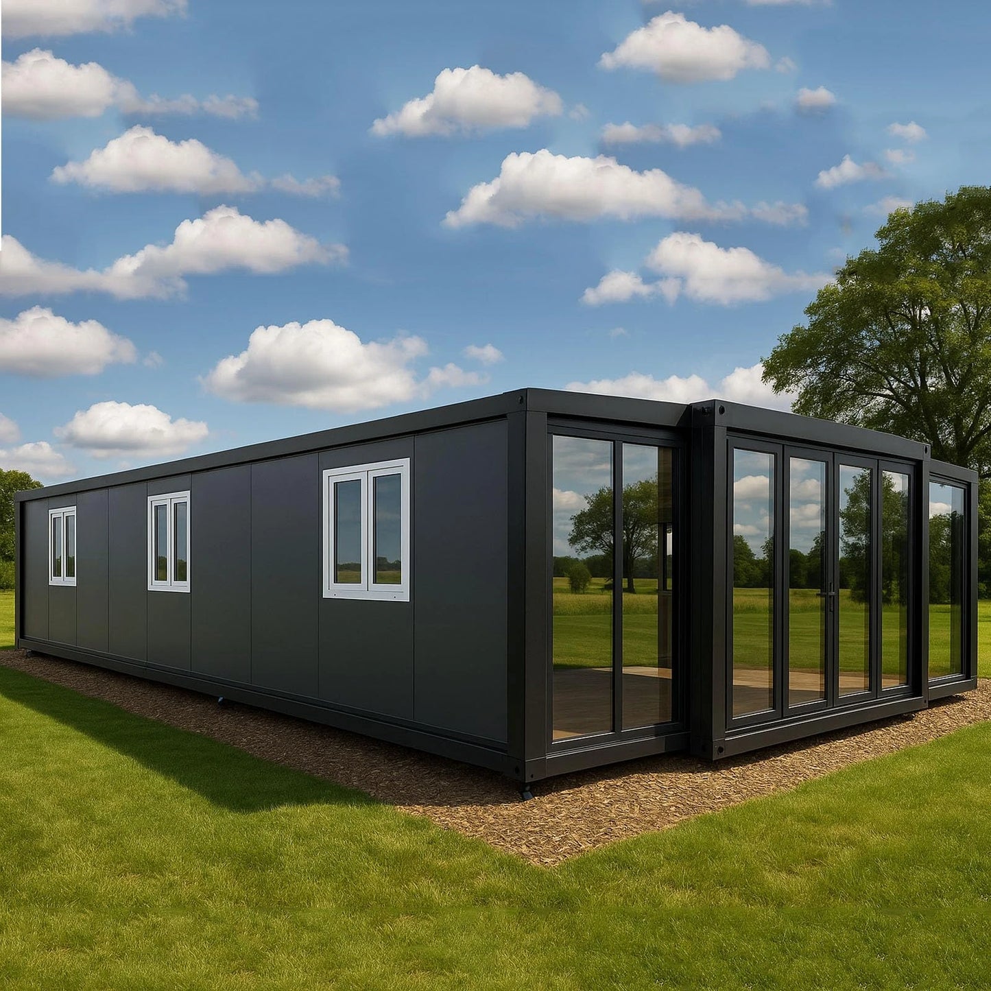 40FT Prefabricated Container Home 2-5 Bedroom Modular Prefab Tiny Home Folding Expandable Container House with Bathroom Kitchen