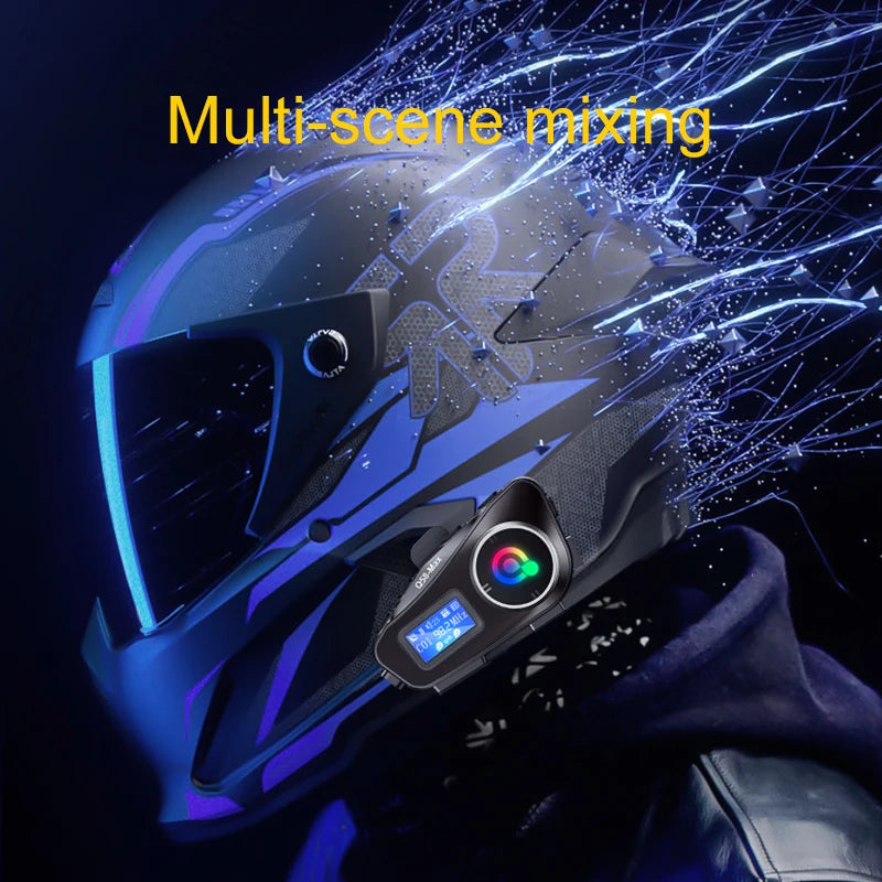 Q58 Max Motorcycle Helmet Bluetooth Intercom IP65 Waterproof 500 Meter Range Multi-Scene Music Sharing