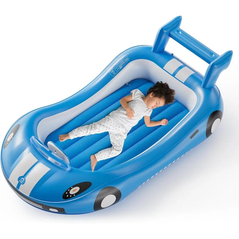Inflatable Kids Bed Toddler Travel Bed with Sides for Camping Traveling Hotel or Home Use Hand Pump Included