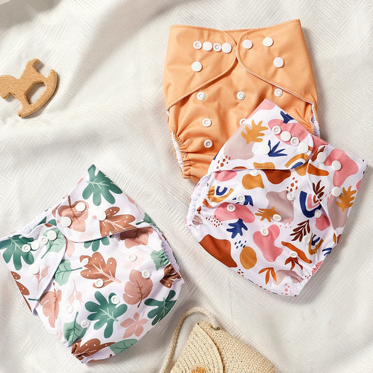 3PCS Washable Adjustable Diapers Soft Skin Friendly Breathable Comfortable for 3 to 15kg Babies