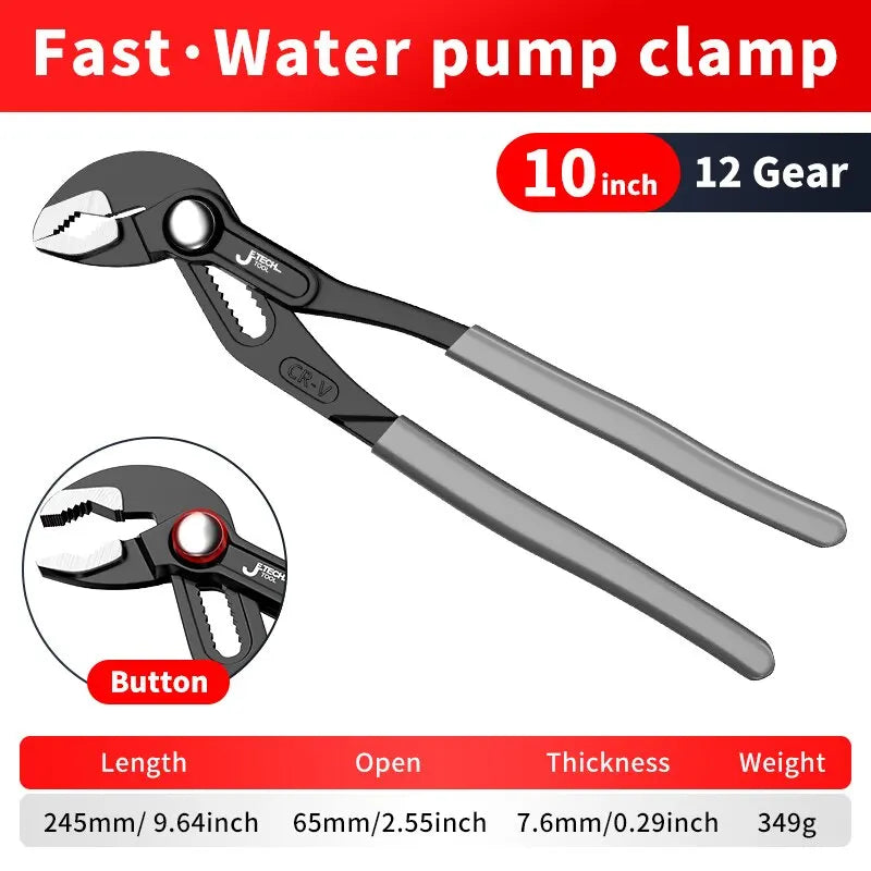 Water Pump Pliers Quick Release Adjustable Pipe Wrench Household Hand Tools Multi Functional Plumbing Pliers
