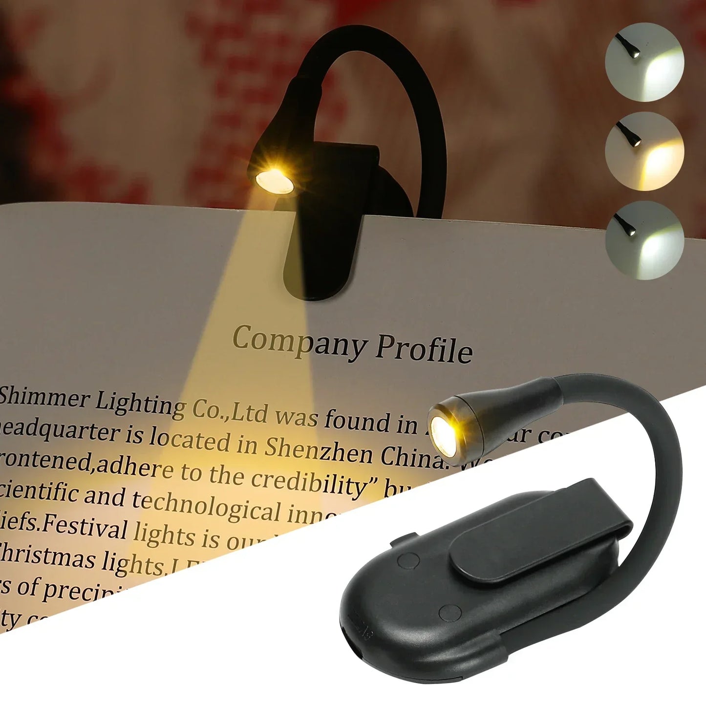 Mini Book Light Portable Clip Night Light USB Charging LED Dimmable Eye Protect Camping Clip 360 Degree Flip Book Lamp