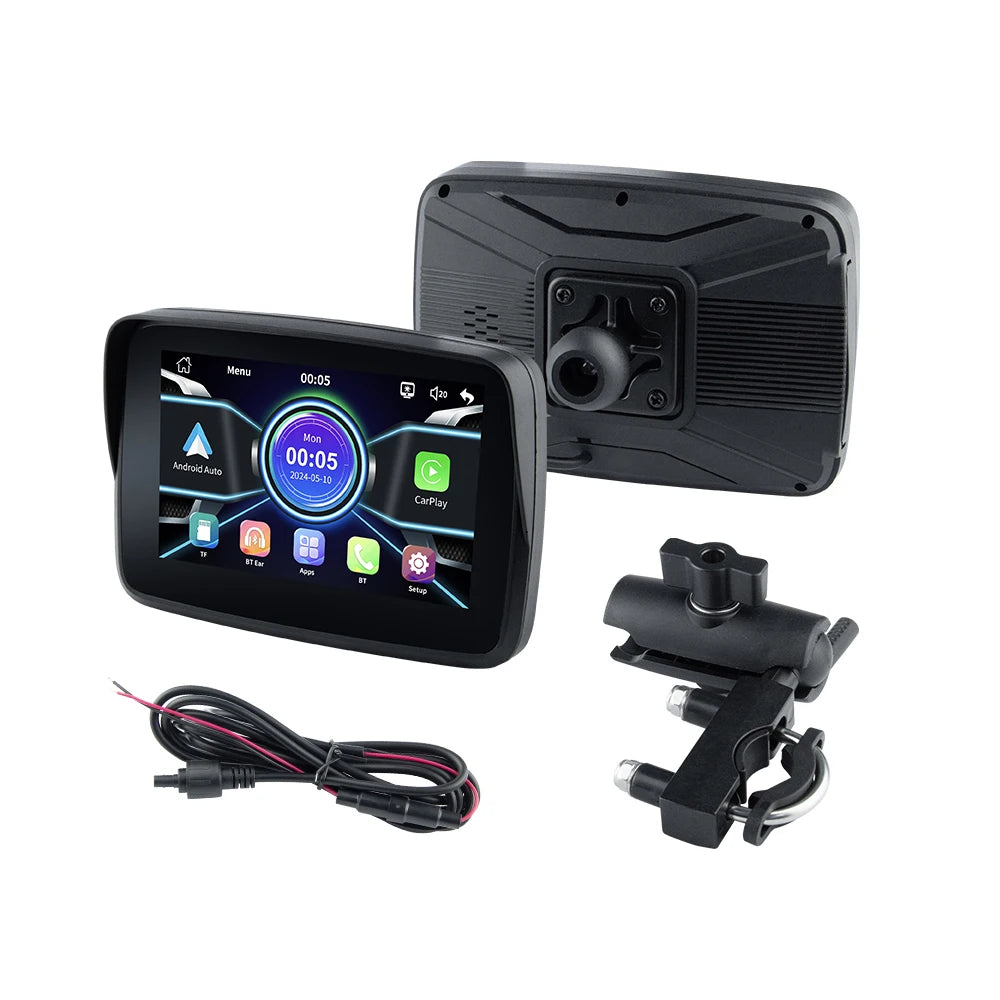 EKIY 5 Inch Wireless CarPlay and Android Auto Portable Motorcycle GPS Navigation Display Screen