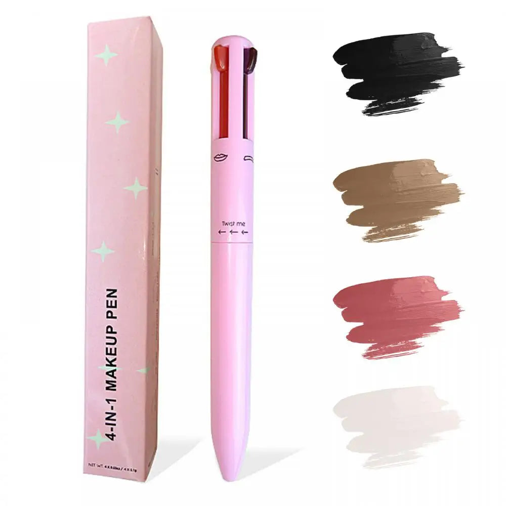 Multifunctional Four in One Cosmetic Pen Long Lasting Eyebrow Pen Rotating Lip Liner Waterproof Sweat Proof Makeup Pen