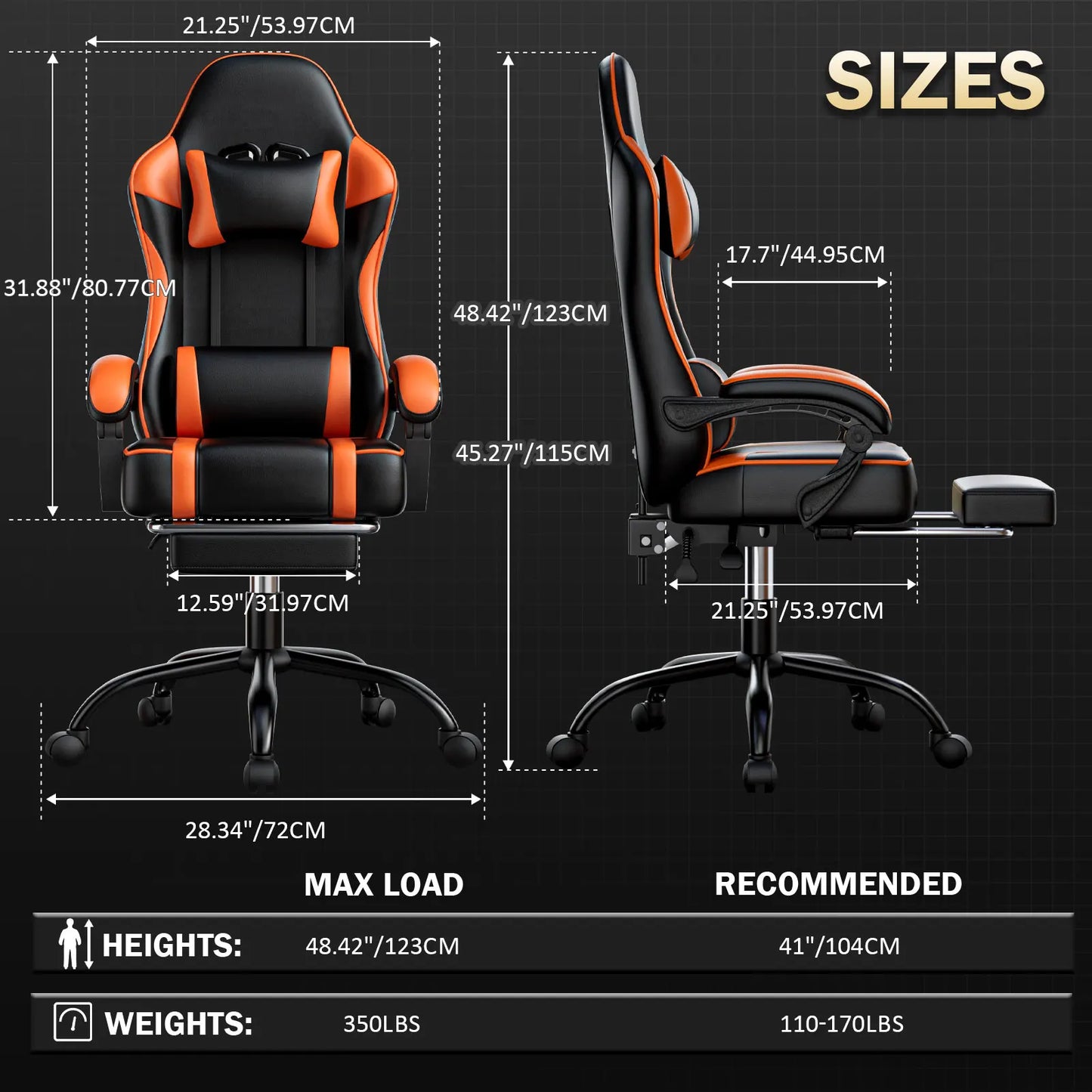 Gaming Chair with Footrest PU Leather Video Game Chair for Adults Reclining Office Desk Chair