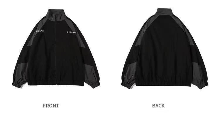 Reflective Striped Jacket Windbreaker Coat 2024 Men Hip Hop Streetwear Zipper Up Jacket Harajuku Thin Coats Sports Black Blue