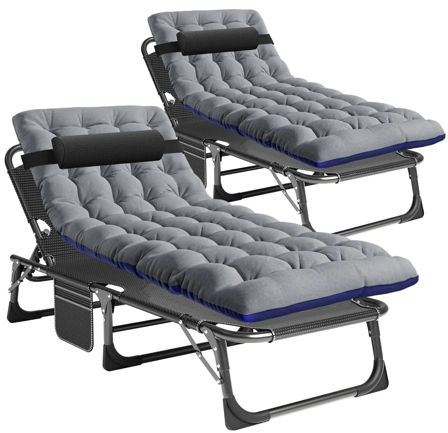 Tanning Chair, Heavy Duty Folding Beach Lounger with Face Arm Hole, Adjustable 5-Position Patio Chaise Lounge, Customized