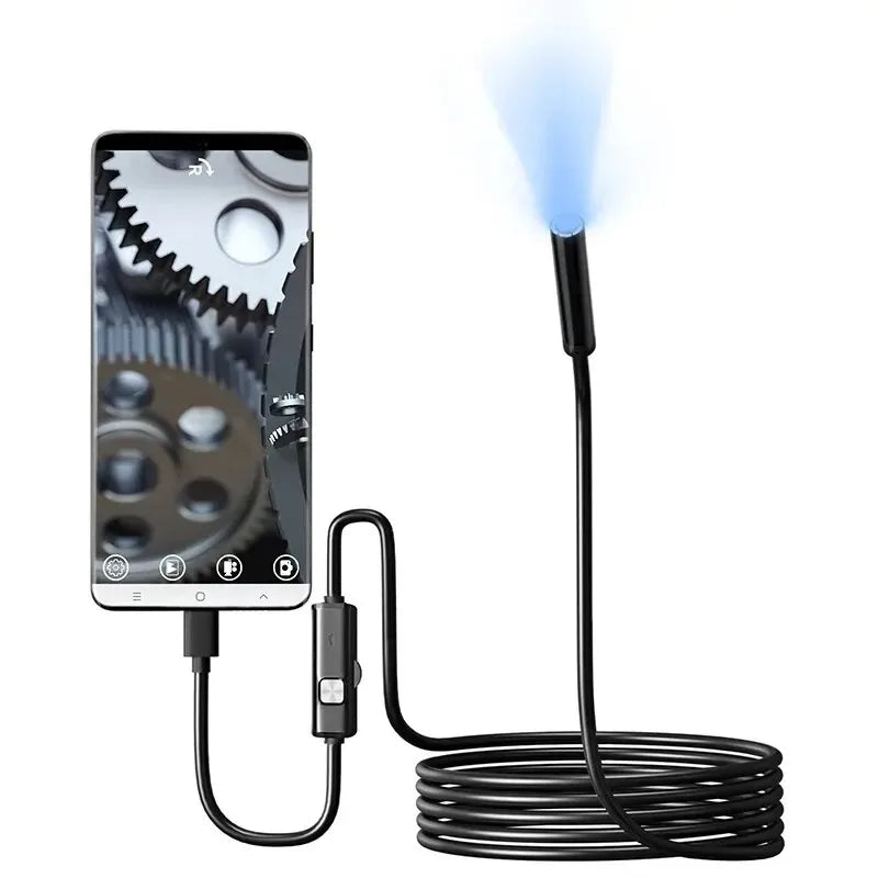 7 Millimeter Type C Endoscope Camera IP67 Waterproof Six LEDs Adjustable USB Android Flexible Inspection Borescope Cameras for Phone and PC