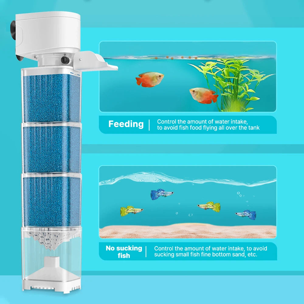 Aquarium Filter Pump Fish Tank Submersible Silent Air Oxygen Aerator Internal Water Pump Aquarium Air Pump Wave Maker 220v