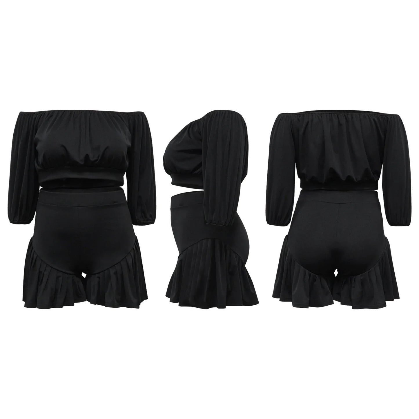 CM YAYA Plus Size Women's Long Sleeve Set Regular Fit O Neck Knit Polyester Spandex