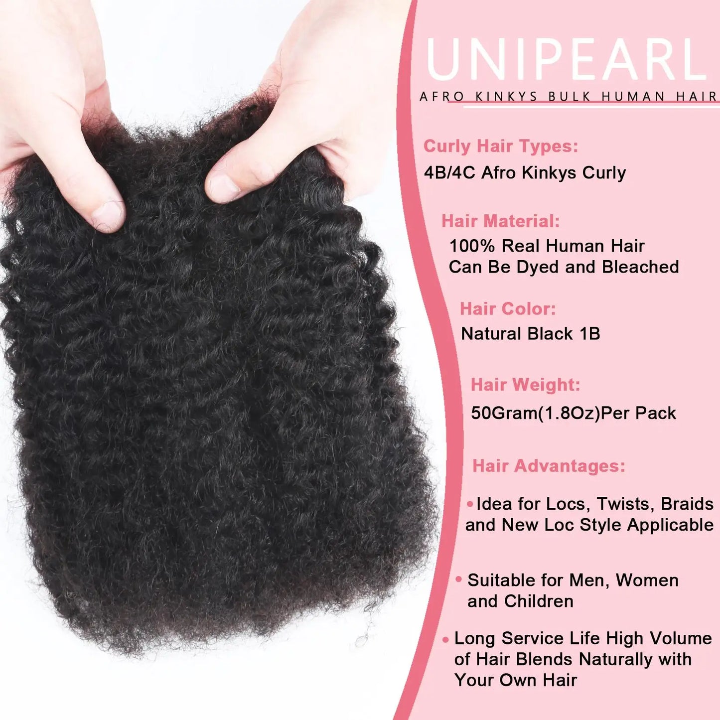 Afro Kinky Bulk Human Hair for Dreadlock Extensions and Braiding 2 Pack 100g Ginger Orange Color