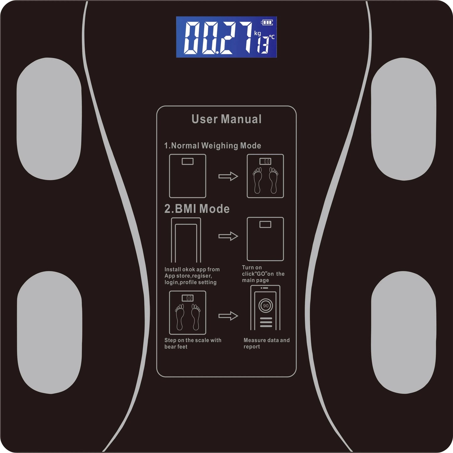 Hot Selling Bluetooth Body Fat Scale Intelligent Digital Bathroom Wireless Weight Scale USB Charging