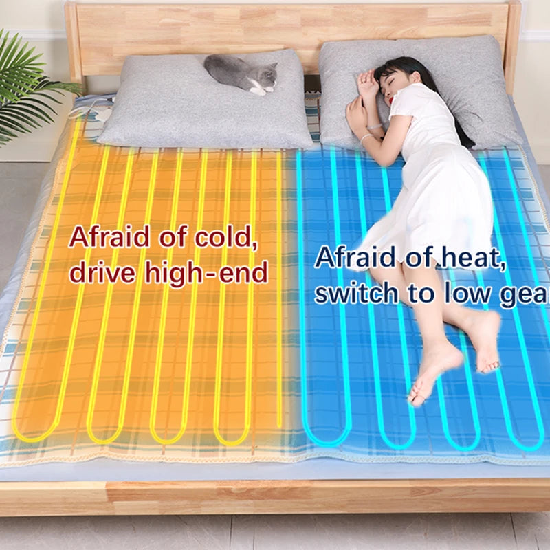 Electric Heating Flannel Blanket Automatic Thermostat Double Body Warmer Bed Mattress Electric Heated Carpets Mat Pad EU 220V