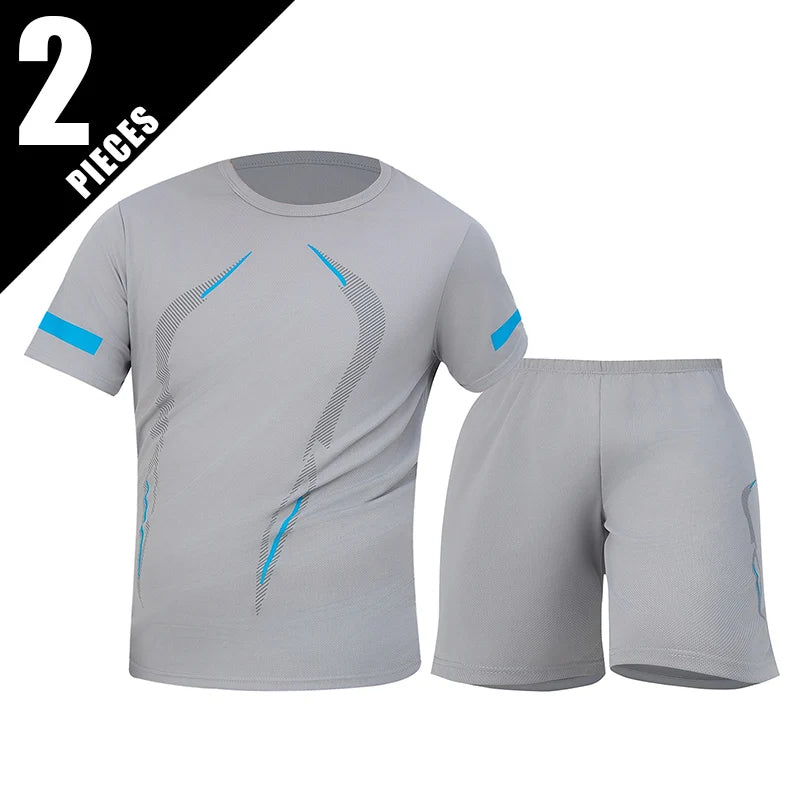 2/6 Pack Plus Size Men's Quick Drying Short Sleeve Shorts Suit Leisure Sports Running Fitness T Shirt Joker Shorts Teen