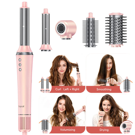Bopcal 5 In 1 Hair Dryer Hot Air Comb Electric Hair Curling Iron 1200W High Speed Blower Multifunctional Styling Tools Hairdryer