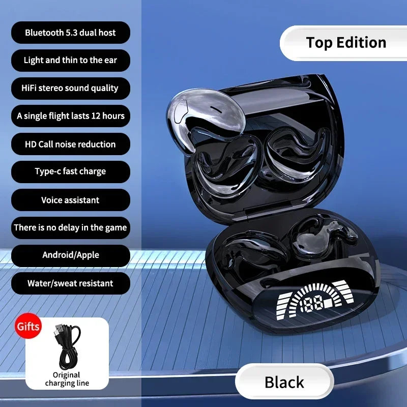 Sleep Bluetooth Headphones Noise Cancelling Wireless Music Sports TWS 538 Thin Earbuds with Digital Display