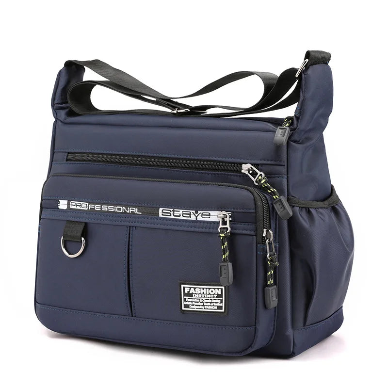 Design Oxford Shoulder Bag Large Capacity Men's Casual Multi Layer Pocket Fashion Crossbody Luxury Messenger Bag