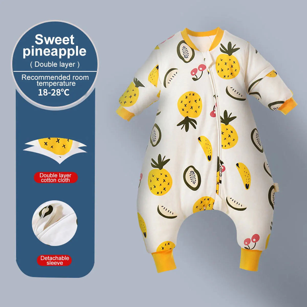 Baby Cartoon Split Legged Sleepsacks With Detachable Sleeves For Boys And Girls Children's Sleeping Bag Autumn And Winter Thickened Cotton