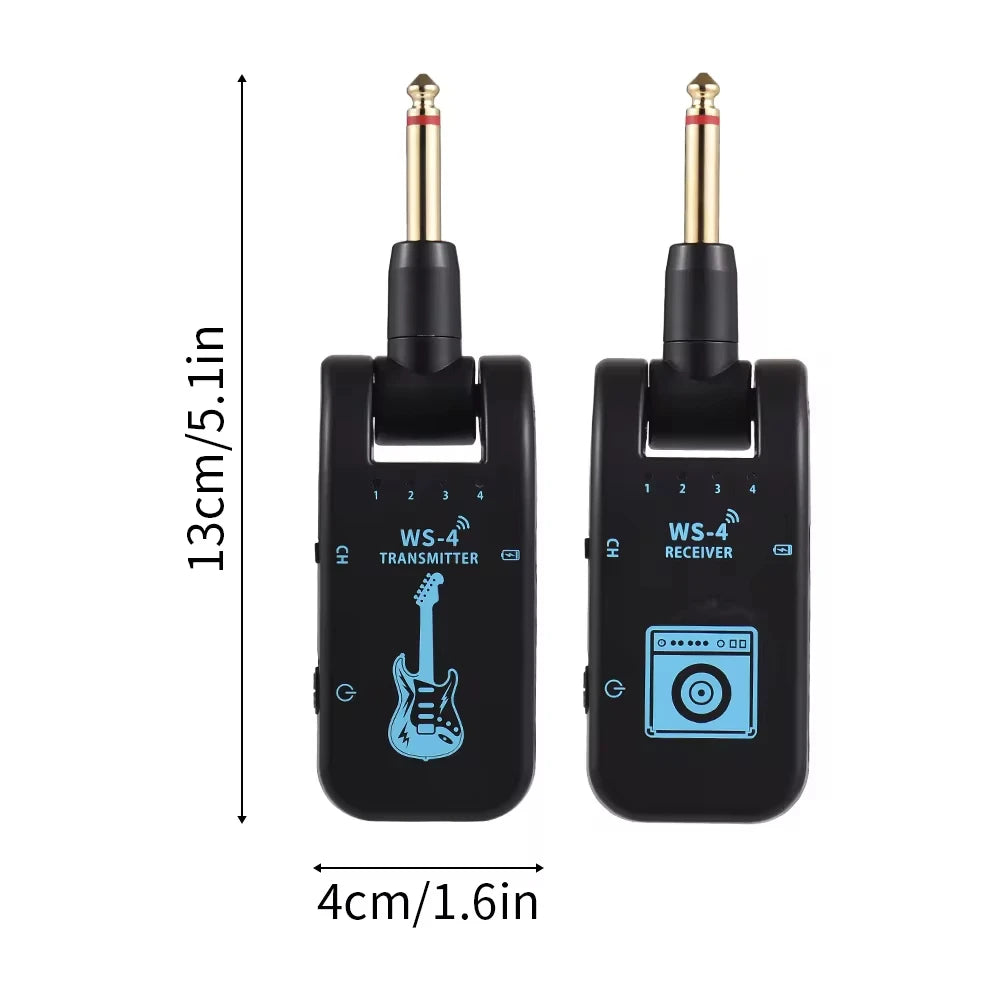 2.4G Wireless Guitar System Transmitter Receiver Set for Electric Guitar and Bass with 48K 16bit Real-time Transmission